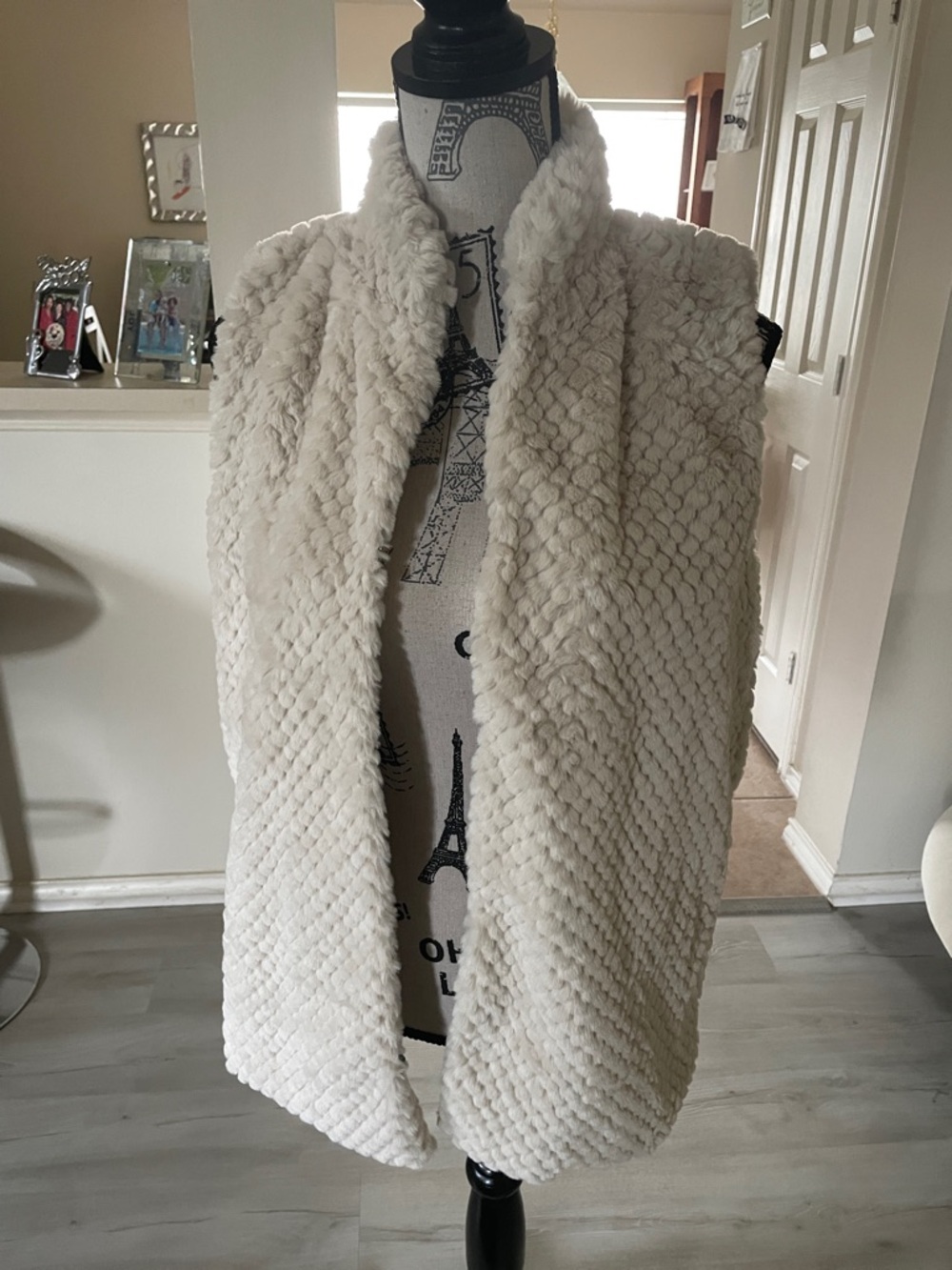 Indigo soul Ivory Faux Fur Trim Vest